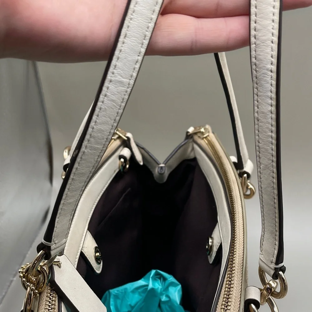 Coach Tan and White Satchel Bag